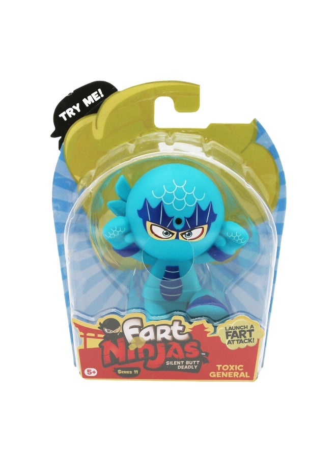 Fart Ninjas Series 11 Motion-Activated Fart Noises Collectible Figure - Toxic General, Battery Operated | Features 10+ Realistic Motion-Activated Fart Sounds | Perfect Prank Toys for Kids and Adults | Collectible Toys